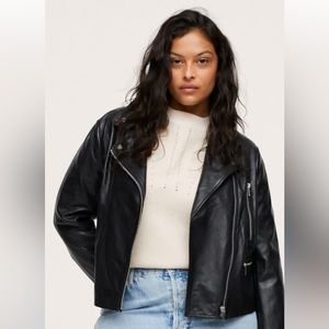 NWT Mango Plus-Sized Leather Jacket